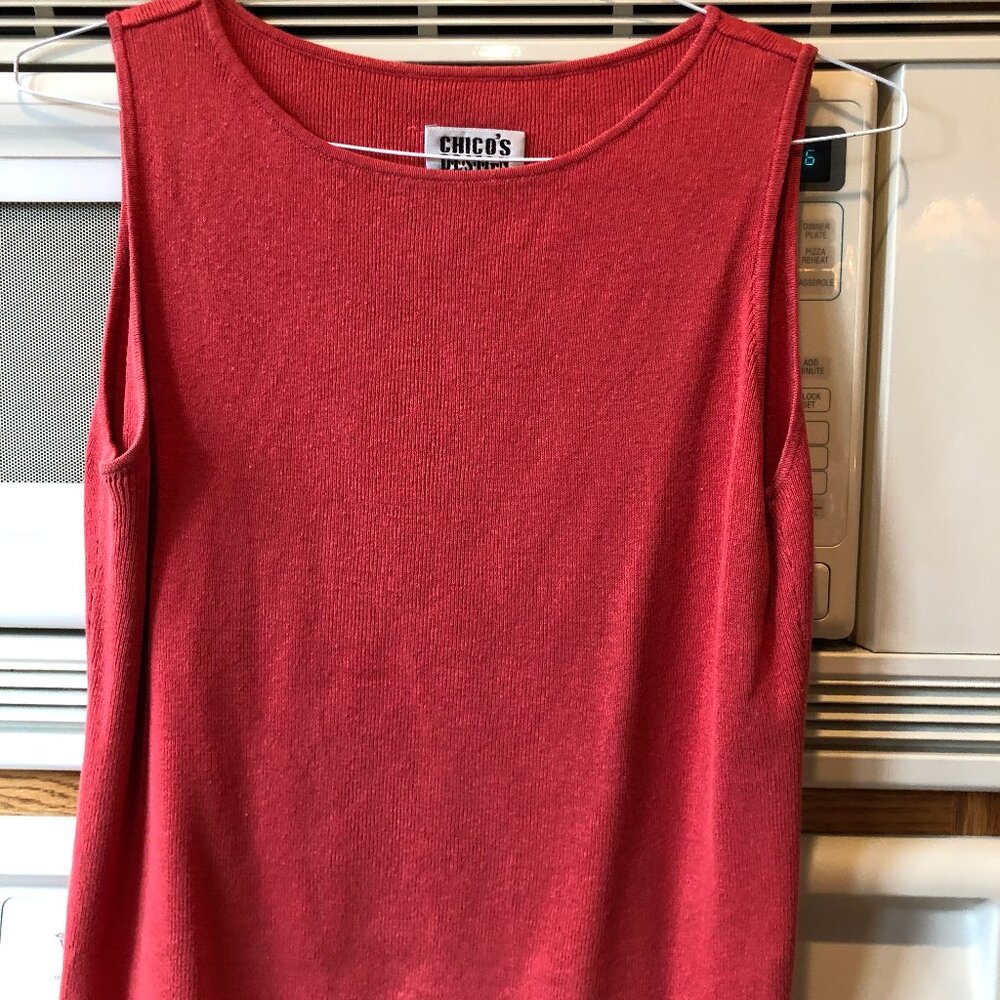 Chico's Design Knit Tank Top Scoop Neck Size 2 (Large) Rust